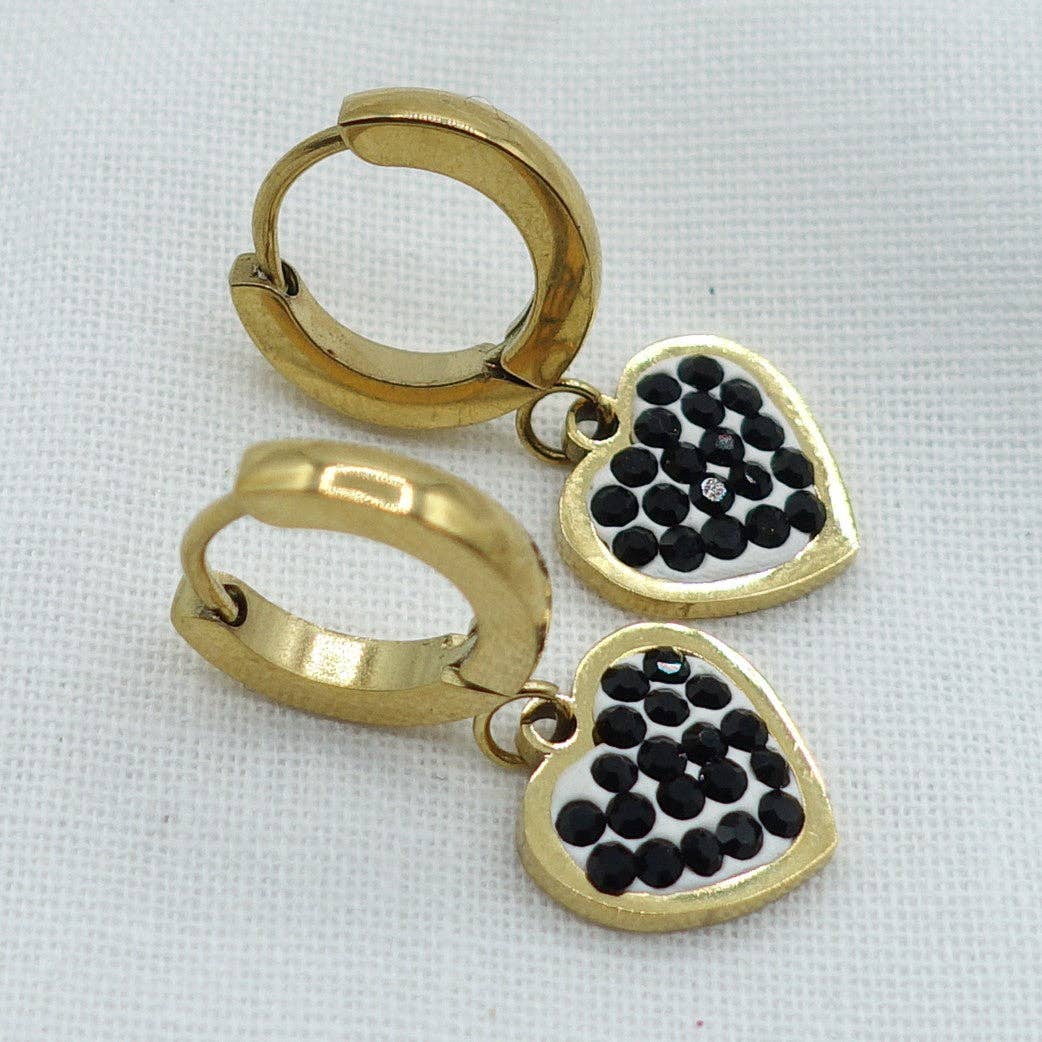 Daemon srls – wholesale Huggie earrings – LUCY ~ Zircons heart Stainless Steel Earrings27