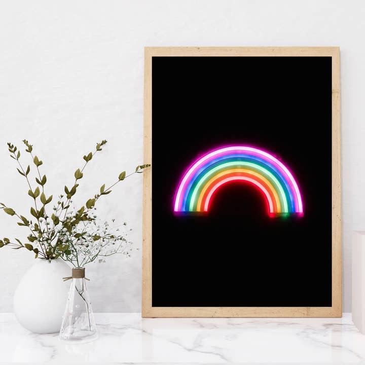 Rainbow Line Art Neon Print for wholesale by EK Print and Design