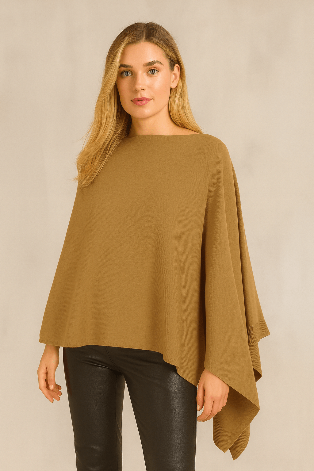 MiMi Wholesale - Wholesale Poncho - Women's - CCP320056 Juney Soft Classic Knit Poncho Ruana19