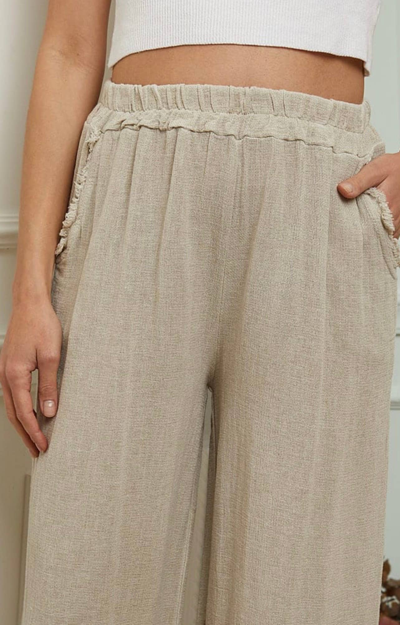 LÉA & LUC – Calças - Mulher por atacado – Calças em 50% Linho 50% Algodão REF. 93391