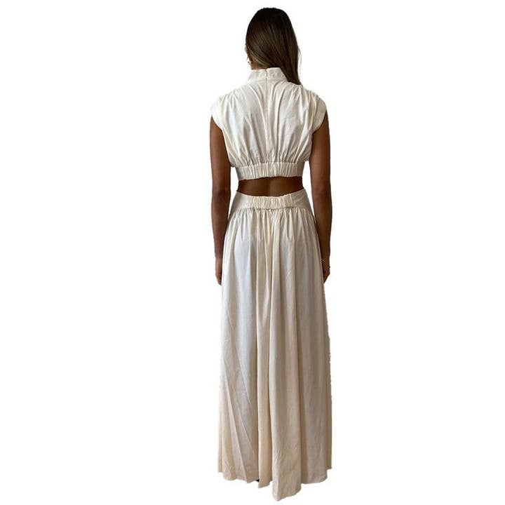 VIT Maxiklänning med plisserad enfärgad off-shoulder-design för wholesale på Faire