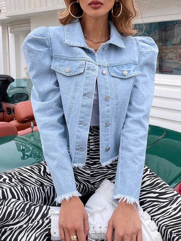 Long Sleeves Loose Buttoned Fringed Pleated Lapel Outerwear for wholesale by VividLux