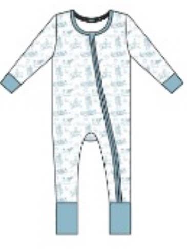 BLAUWE WESTERN CONVERTER ROMPER MET 2-WEG RITS voor wholesale door WEISINGER BAMBOO