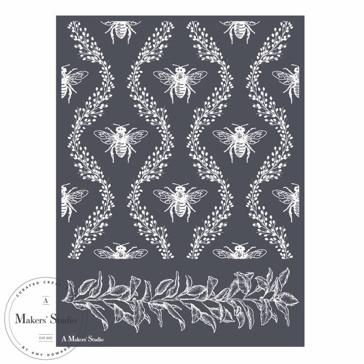 Bee and Vine - Mesh Stencil 9x12 for wholesale by A Makers' Studio