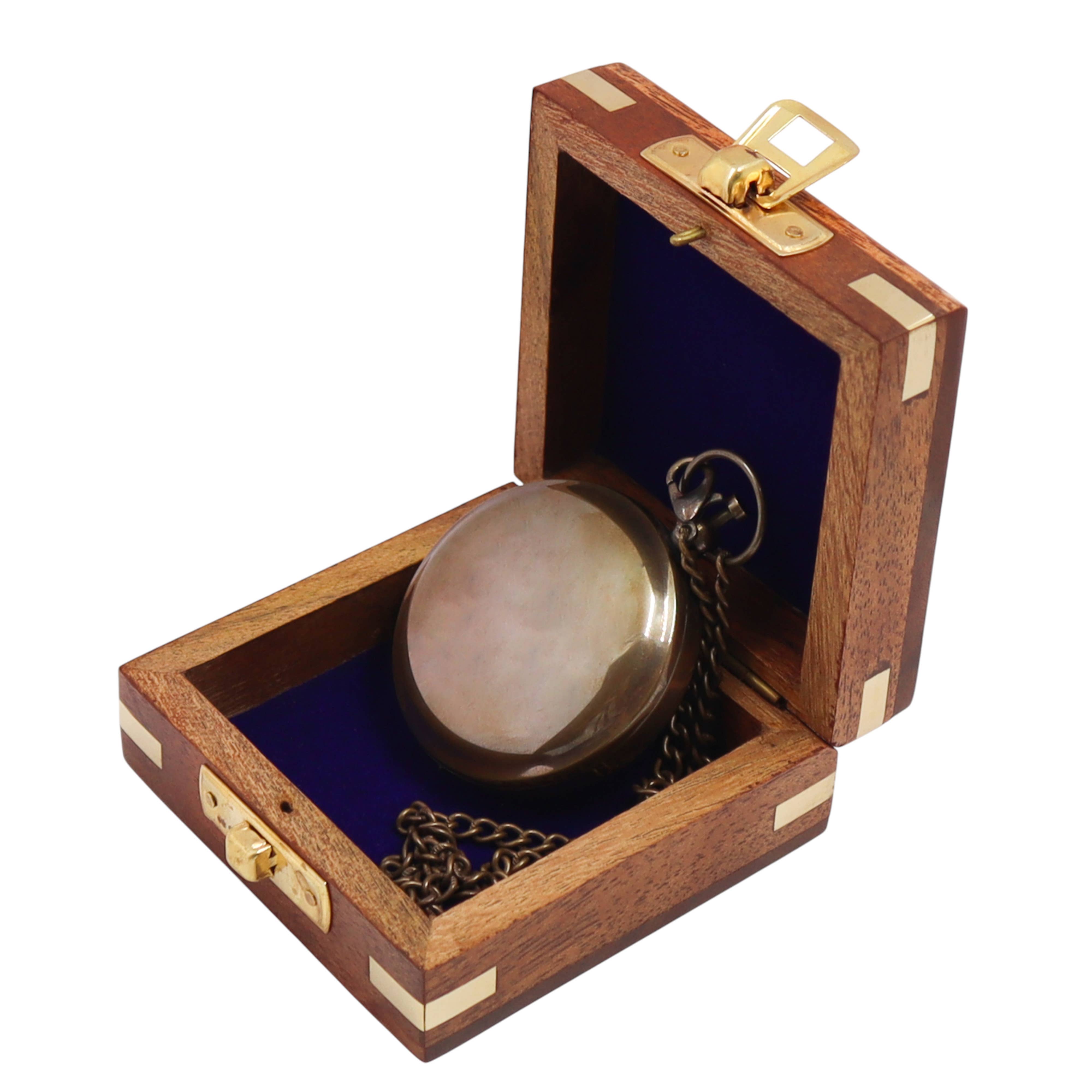 Dollond & Co. – Bússola de navegação por atacado – Bússola de Sol de Bolso Personalizada de 2 Polegadas em Bronze com Caixa de Madeira3