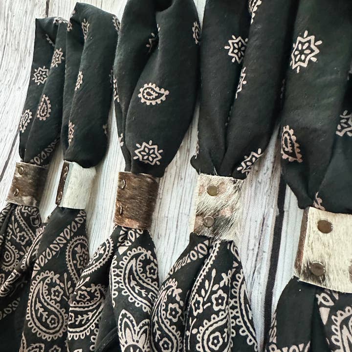 Boots Are My Roots - Wholesale Bandana - Women's - Black Hand Dyed Bandanas With Leather Slides 1