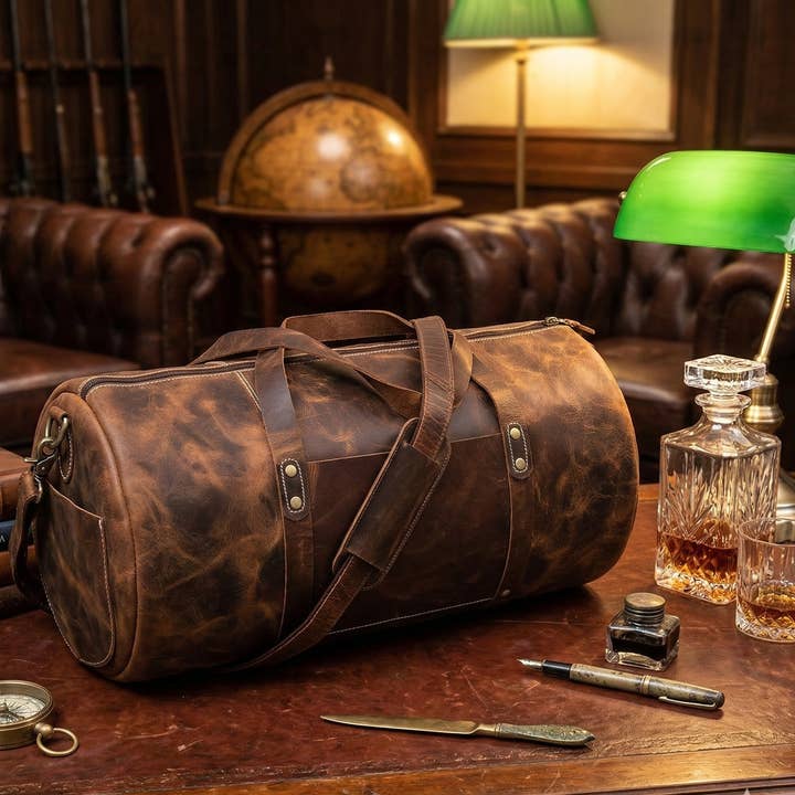 Læder-duffeltaske til mænd — rejse- og træningstaske for engroshandel hos MNM HANDICRAFTS