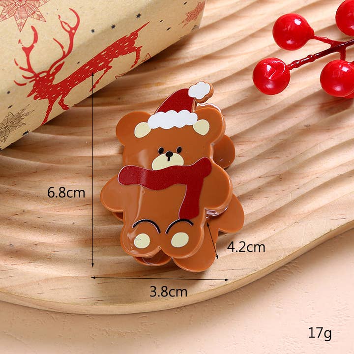 SoapElenGlen - Wholesale Hair Clip - Women's - Festive Christmas Hair Clip, Apple & Gift Box Hair Claw10