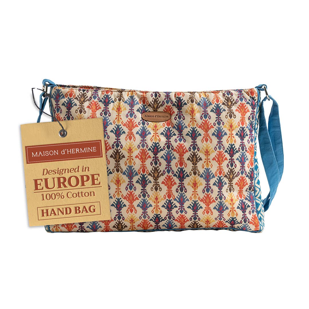 Maison d'Hermine - Design in Every Thread - Wholesale Shoulder Bag - Unisex - Hand Bag 100% Cotton for Everyday/Daily Use - Ikat - Dikat0