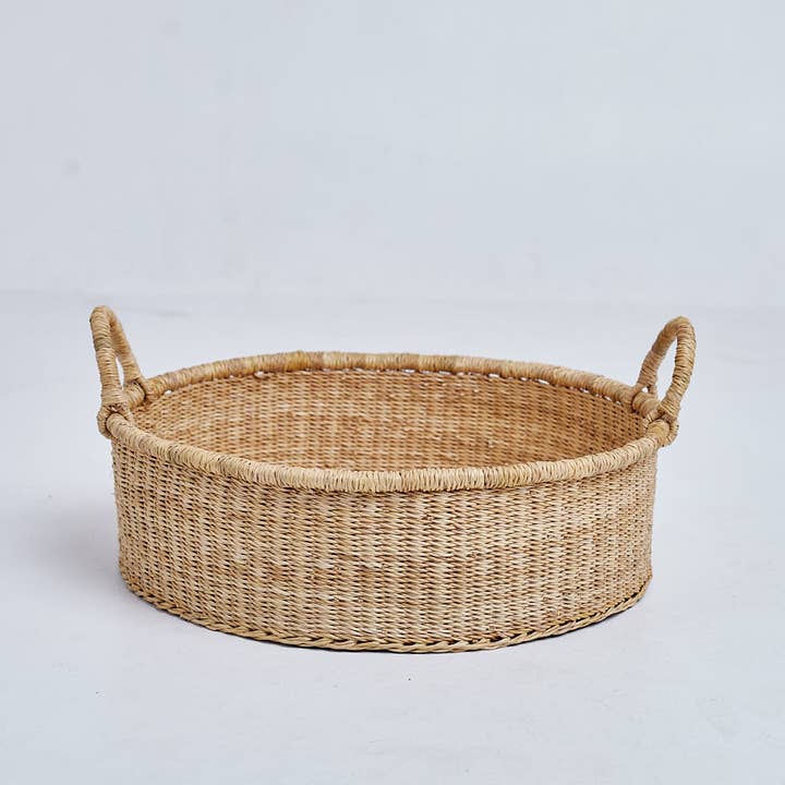 Tan Handcrafted Bolga Woven Trays for wholesale on Faire