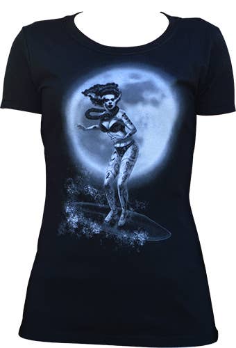 Schwarz Aloha Bride Damen T-Shirt mit lockerem Ausschnitt für den Großhandel auf Faire2