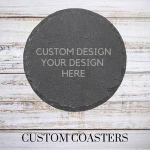 Gone Fishing Personalized Round Slate Coasters - Set of 4