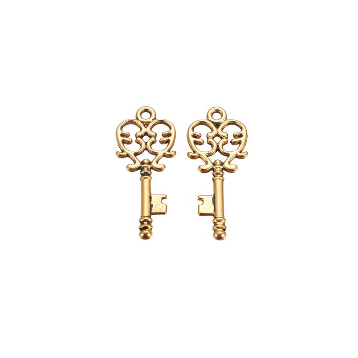 The Charm Bar Company - Wholesale Individual Charm/Pendant - * Gold Antique Key Charm