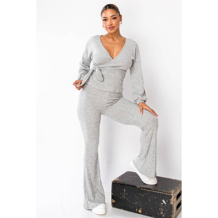 Esmeray Clothing – wholesale Top & pants set (NOT Loungewear) – Women's – PLUS SIZE WRAP KNIT TWO-PIECE1