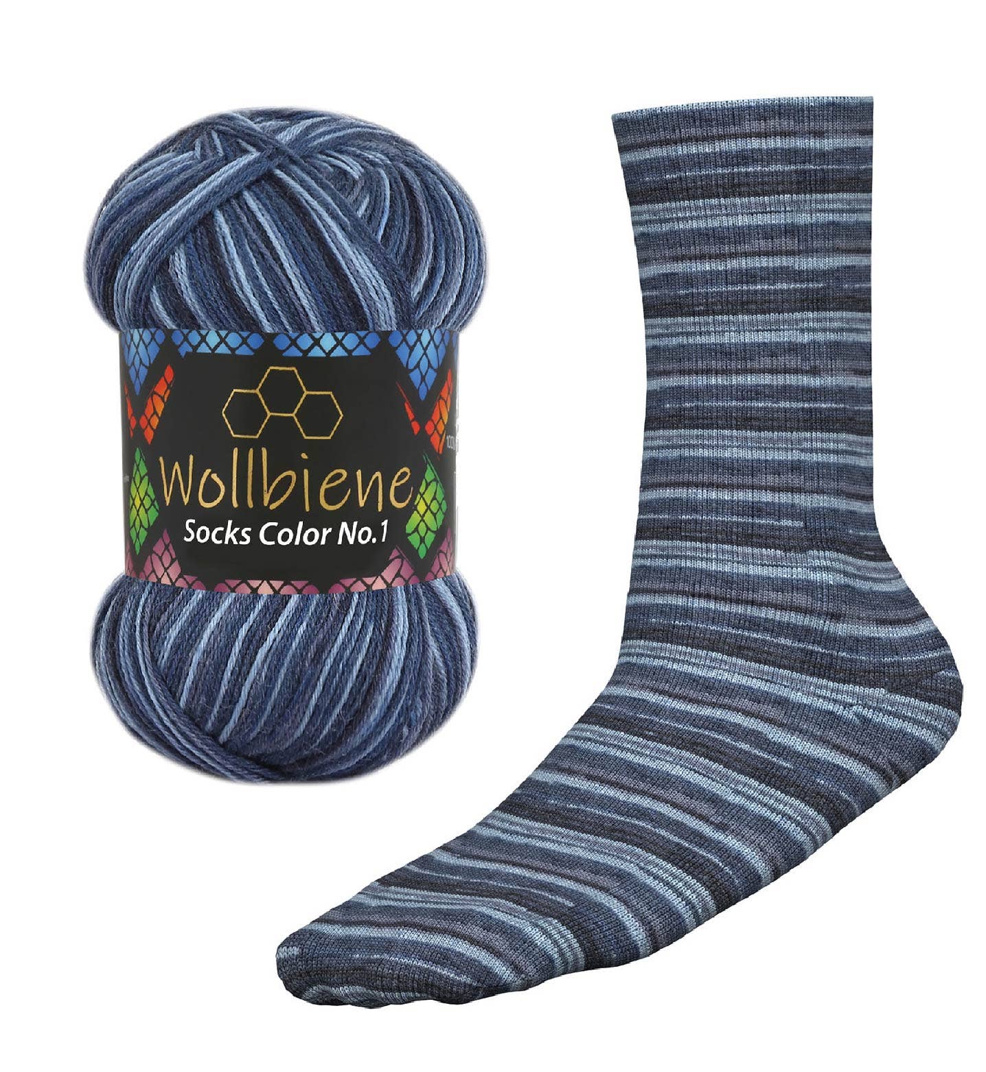 Wollbiene - Venta al por mayor Hilos - Hilo para calcetines Wool Bee Socks Color, 100 g, grosor 4 hebras11
