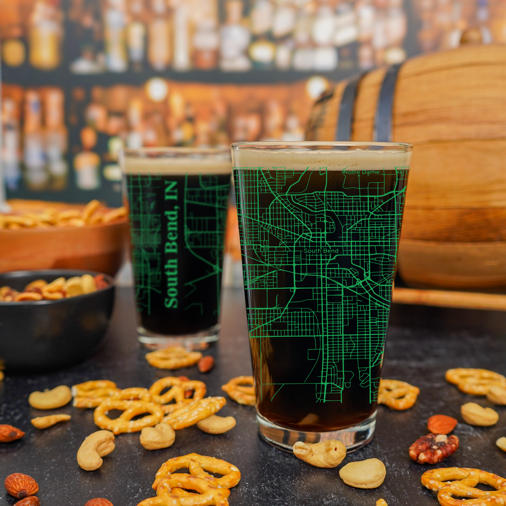 Blue Ridge Mountain Gifts - Wholesale Beer Glass/Mug - South Bend IN  Map Glass - Select from over 40 Colors 0