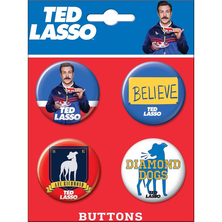 Ted Lasso 4 Button Set Carded 4 Button Sets for wholesale by Ata-Boy