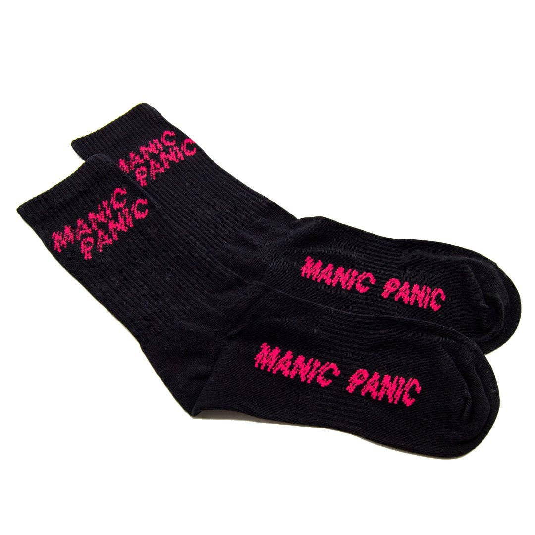 Manic Panic - Wholesale Socks - Unisex - Manic Panic Socks - Black with Pink Logo0