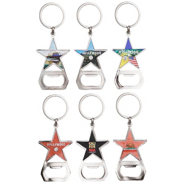 Cap Zone - Wholesale Keychain - Unisex - Hollywood California Metal Bottle Opener Key Chain
