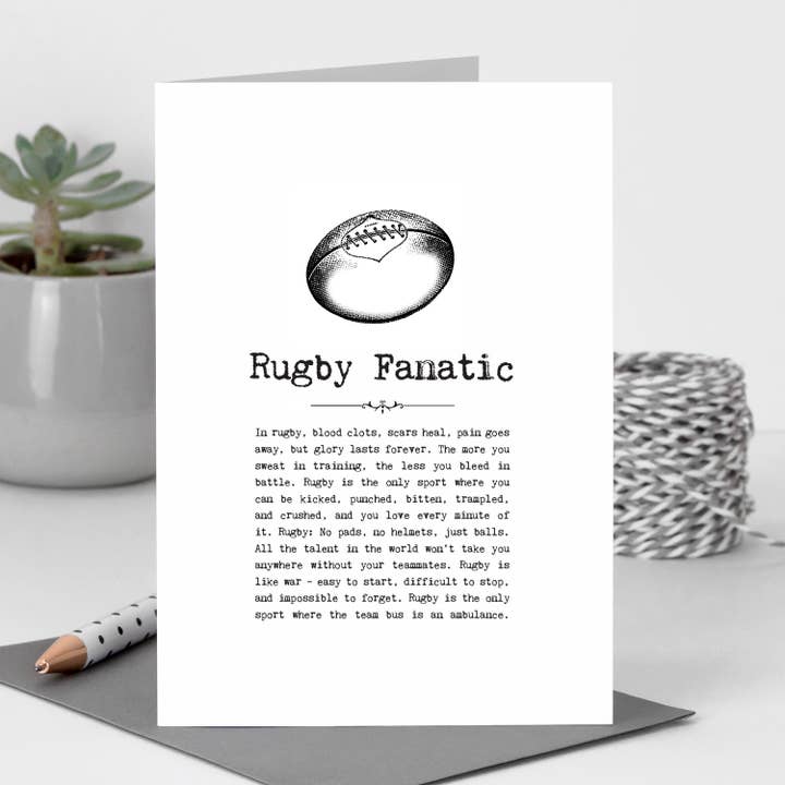 Rugby Fanatic Card for wholesale by Coulson Macleod (U.S. Duties Paid)