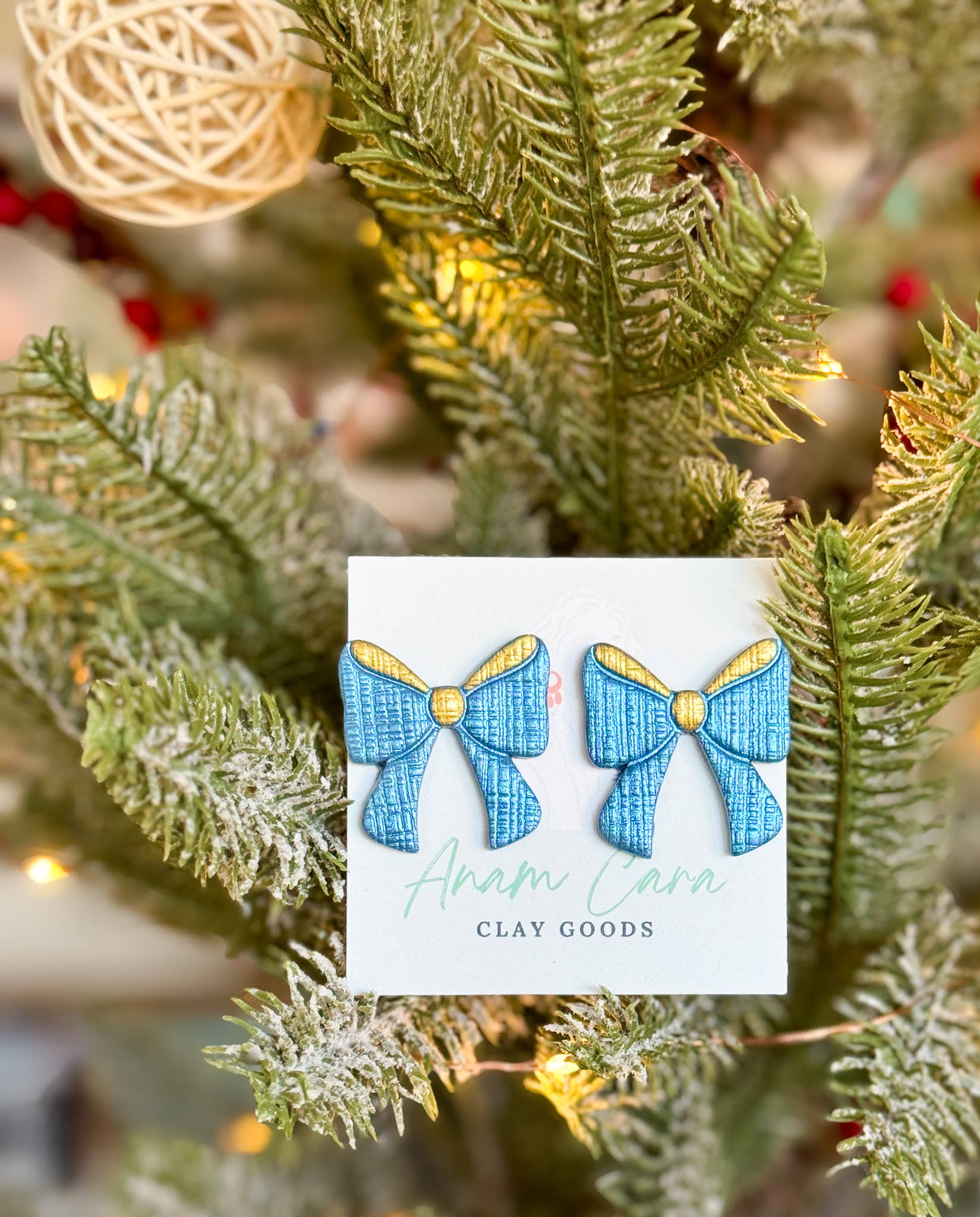 Anam Cara Clay Goods - Wholesale Stud/Post Earrings - Sparkle Bow Statement Studs-Polymer Clay Earrings5