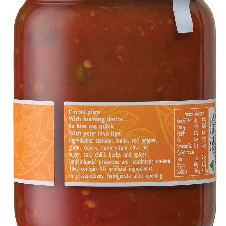JimJam Foods – wholesale Pasta sauce – Pasta Sauce Lava Lips