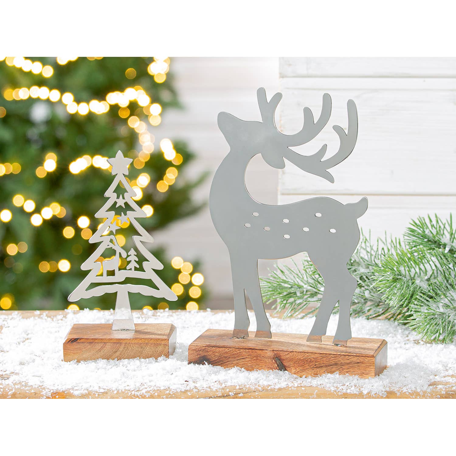 couleur argent Renne en relief debout ; sapin de Noël Reno, assortiment de 2, hauteur 27,5 cm en vente sur Faire1