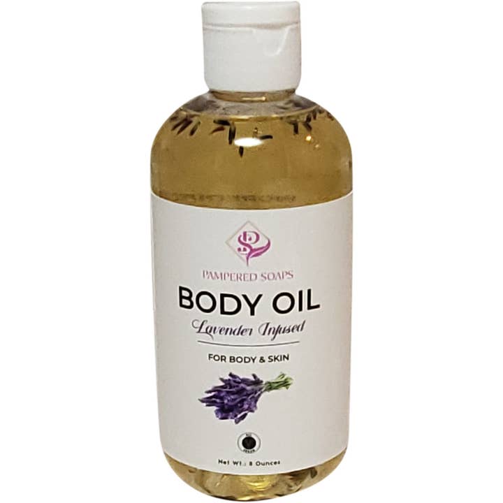 Lavender Infused Body Oil for wholesale by Pampered Soaps