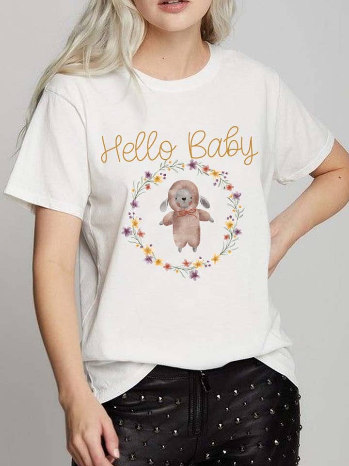 M8438 HELLO BABY graphic tee for wholesale by HARANG