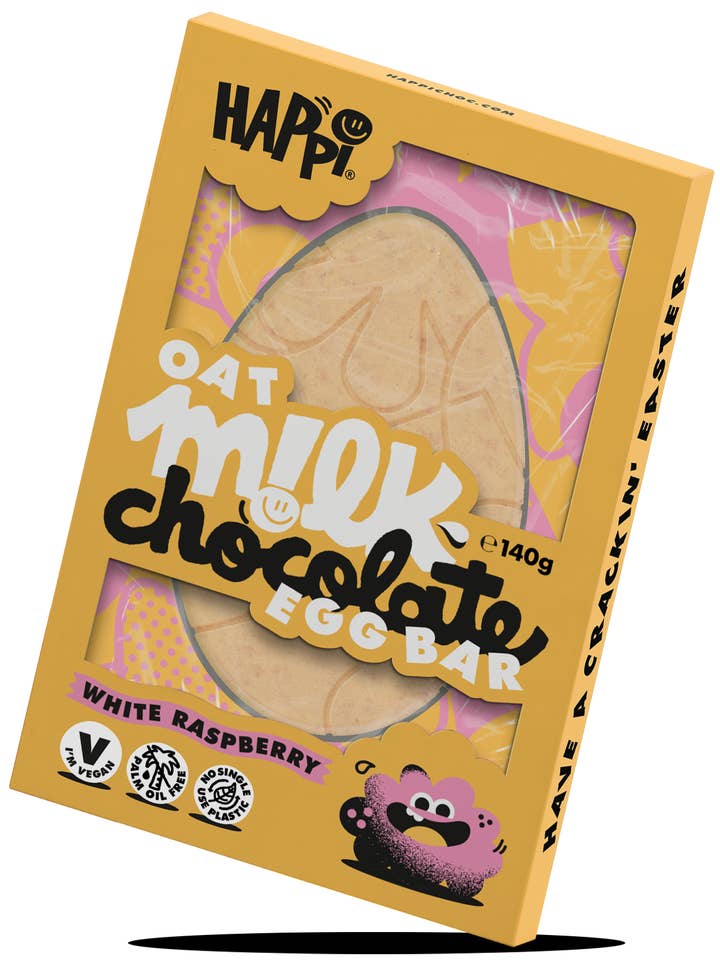 Barre aux œufs de Pâques Happi - Framboise blanche 140g pour la vente par Happi