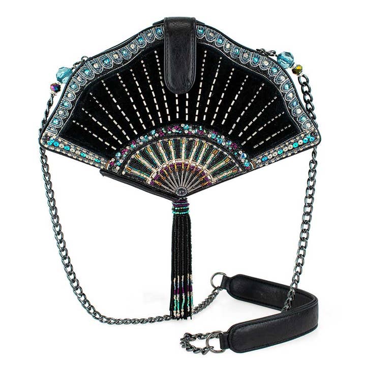 Mary Frances Accessories - Wholesale Crossbody Bag - Women's - Coquette Floral Fan Beaded Handbag