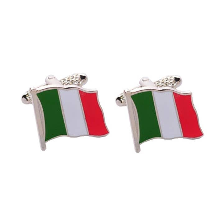 Boutons de manchette agitant le drapeau italien pour la vente par Cufflinks Depot