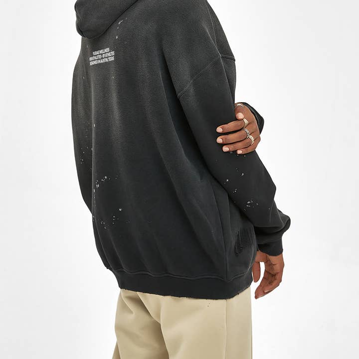 YUDAE - Wholesale Hoodie - Unisex - Vintage Washed Frayed Fleece Hoodie18