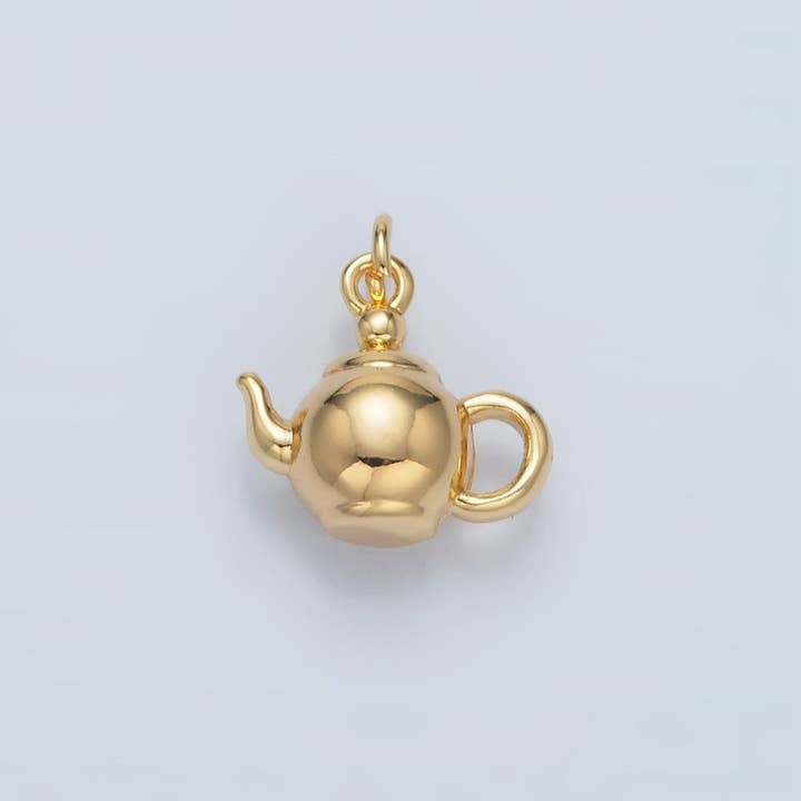 Aim Eternal – Pendente/pingente individual por atacado – Bule Minimalista de Bebida Multidimensional Mini Recheado a Ouro 24K | AG591