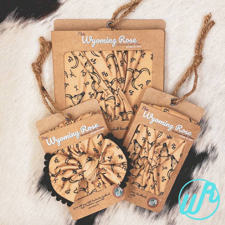 The Wyoming Rose - Wholesale Fashion headband – women's - Steer Branding Tan Headband