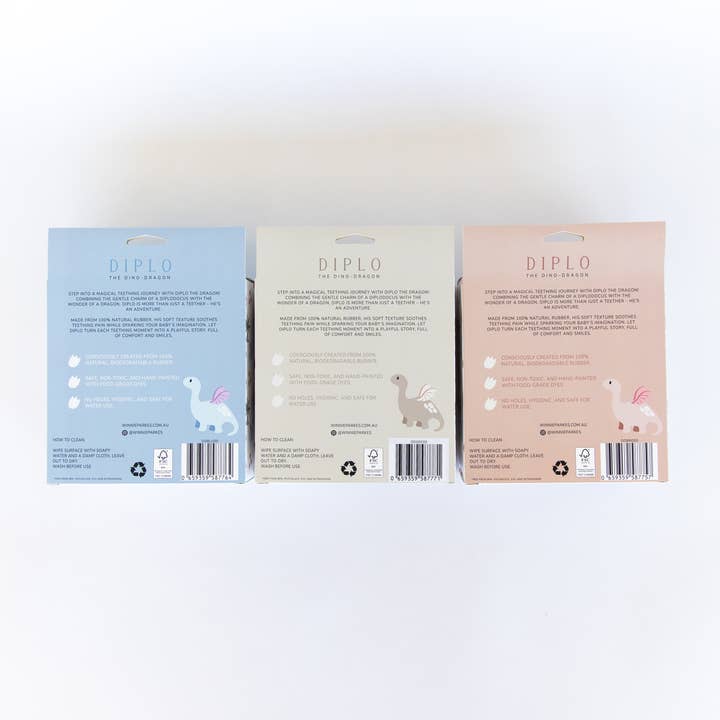Winnie Parkes - Wholesale Teether (Not Clip-On) - Baby - Diplo the Dino-Dragon Natural Rubber Teether6