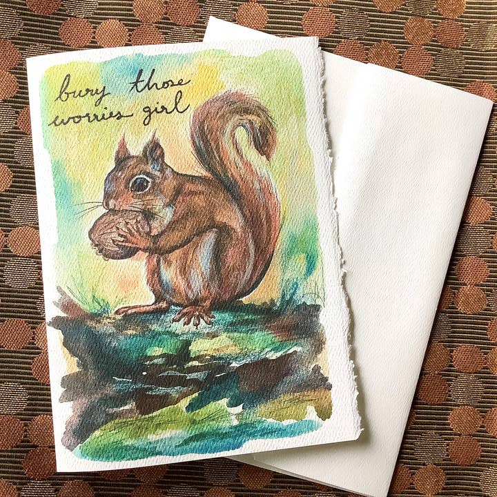 Eekhoorn "Begraaf die zorgen meid" Illustratieve Kaart voor wholesale door To Draw Attention