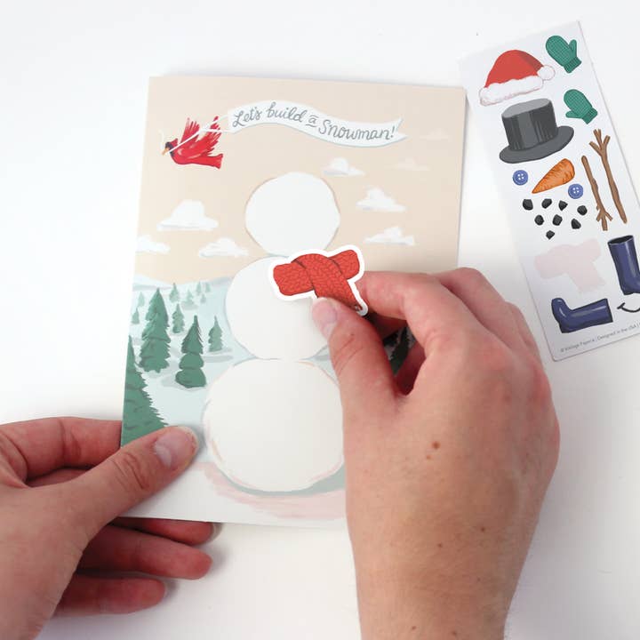 Inklings Paperie - Wholesale Season's Greetings Card - Sticker Scene Card - Build a Snowman4