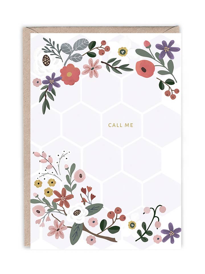 Floral Everyday Greeting Card | Call me | Everyday card for wholesale by Emma Bryan Design