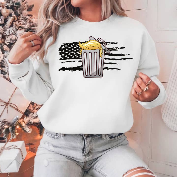 Trump hår skräp tröja vit sweatshirt för wholesale av The Jasper Boutique