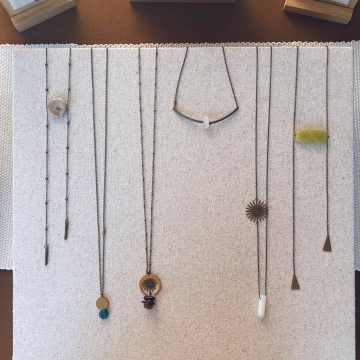 Arid Collective - Wholesale Pendant/Charm Necklace - Long Brass + Crystal Necklace | Reiki Infused | Handmade2