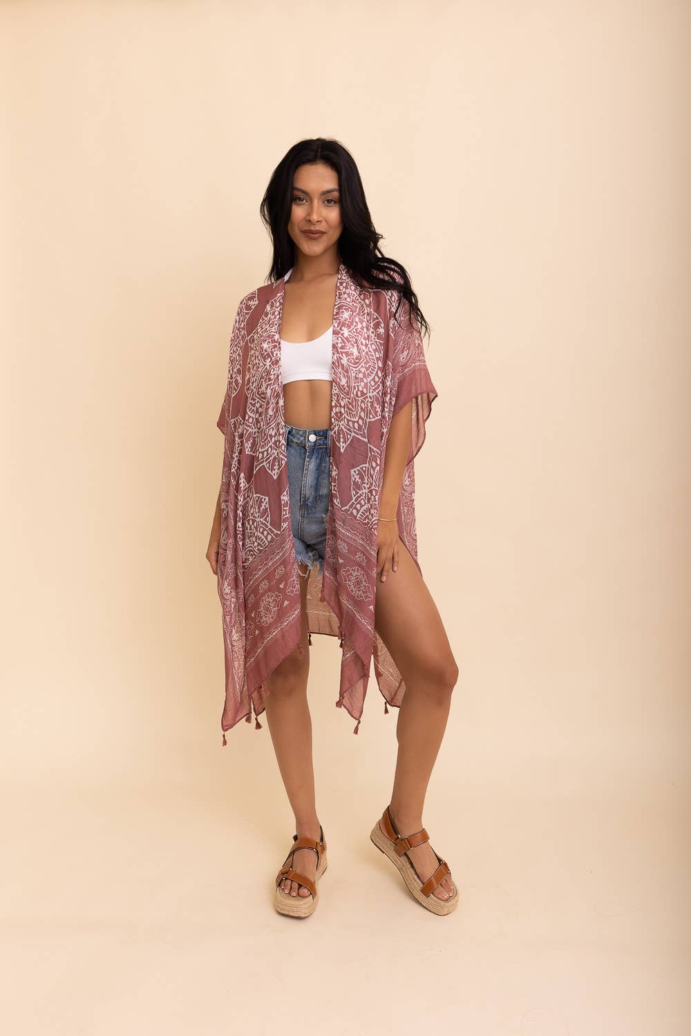 Leto Accessories - Wholesale Kimono - Women's - Versatile Kimono Cardigan with Tassels - Festival Ready 🎡2