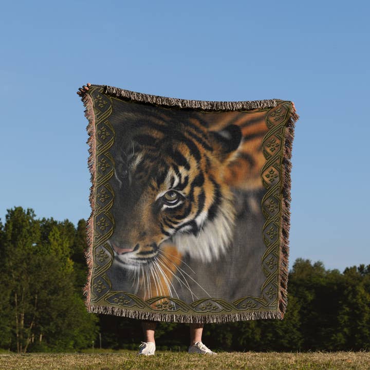 3dRose - Wholesale Throw Blanket - 3dRose, Beautiful Bengal Tiger Print and Frame, Blanket1