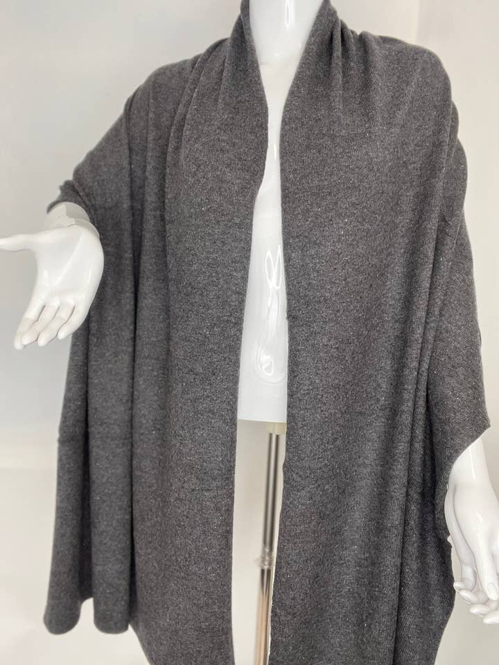 Cashmere knitted wrap (Natural Charcoal) CW21 for wholesale by NURBU INC.