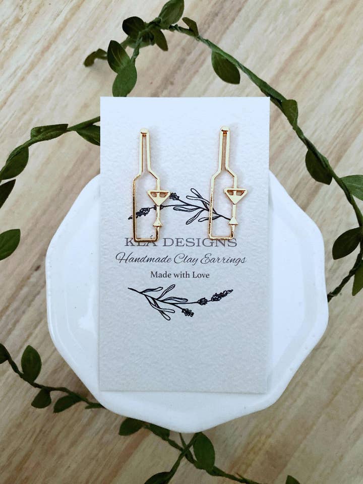 Wine Bottle Post Earrings for wholesale by KLA Designs