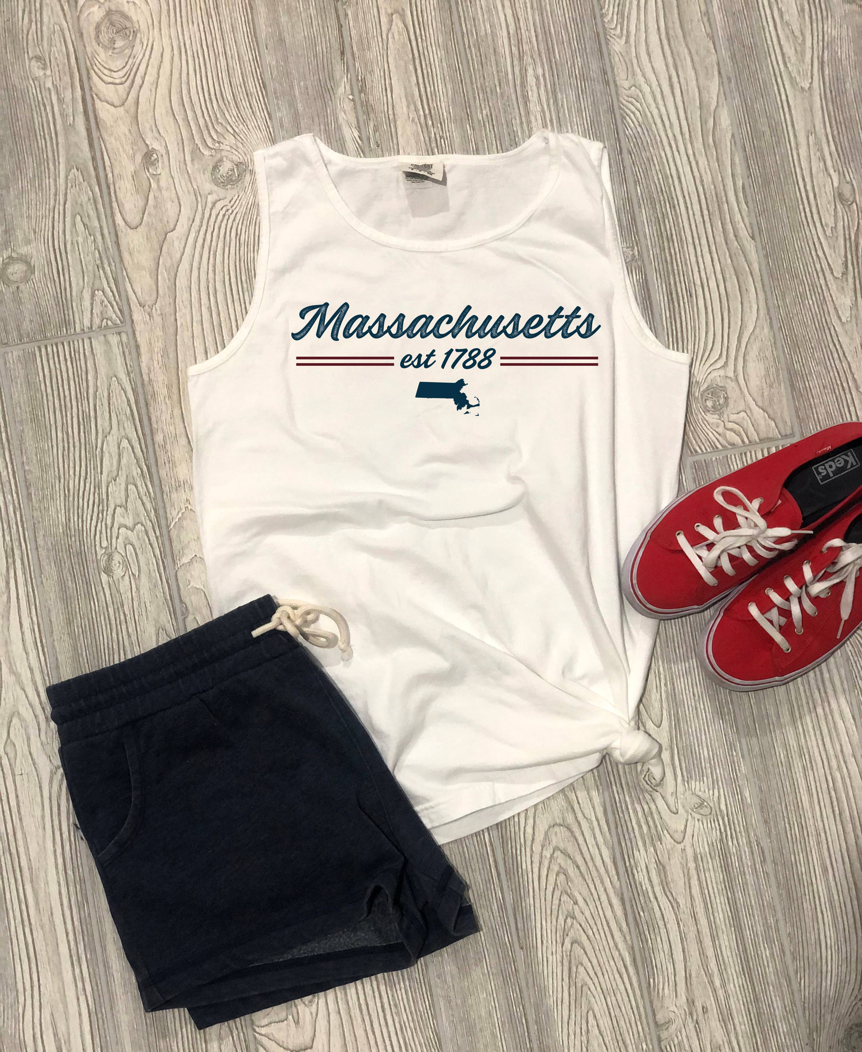 The Stately Shirt Co. - Wholesale Tank Top - Women's - Massachusetts Script Tank1