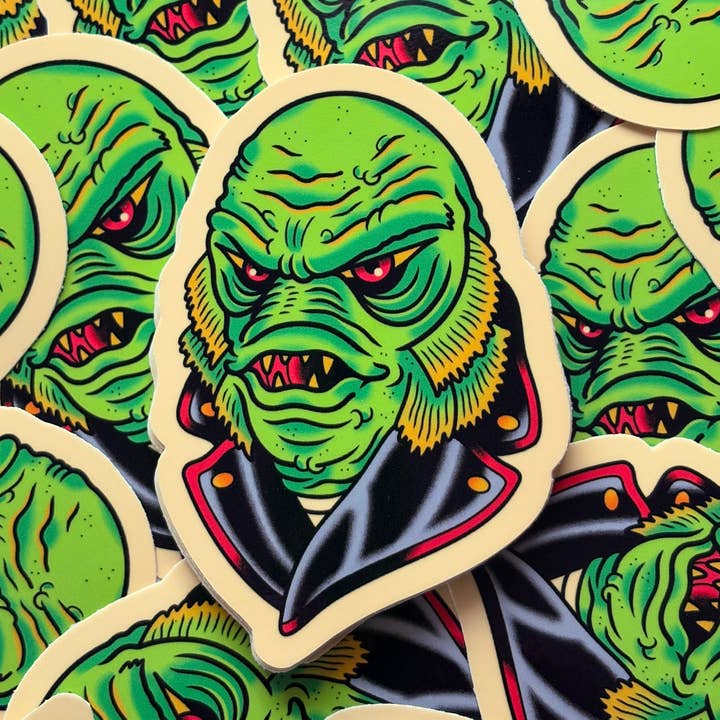 Dumb Junk - Vente Autocollant - Autocollant vinyle 3" Créature du lagon noir en cuir1