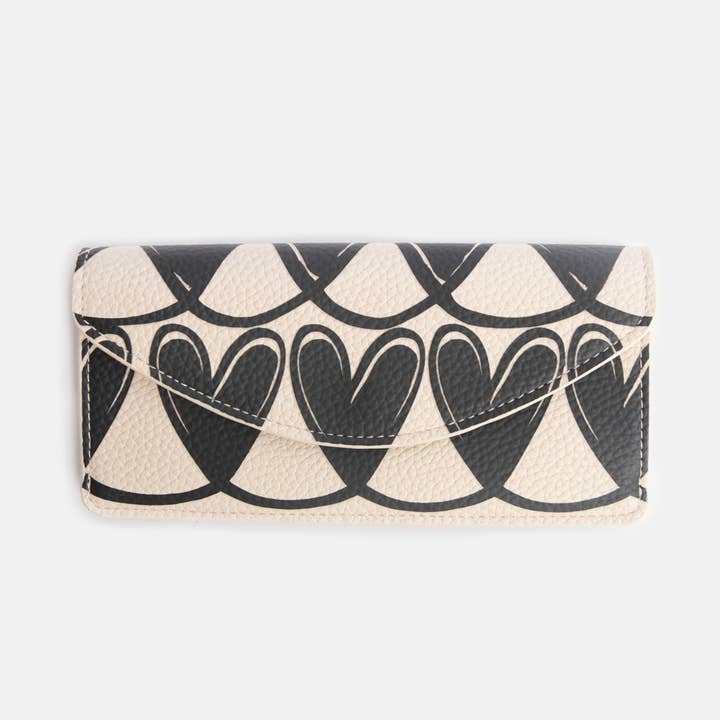Mono Linked Hearts Long Envelope Purse for wholesale by Caroline Gardner