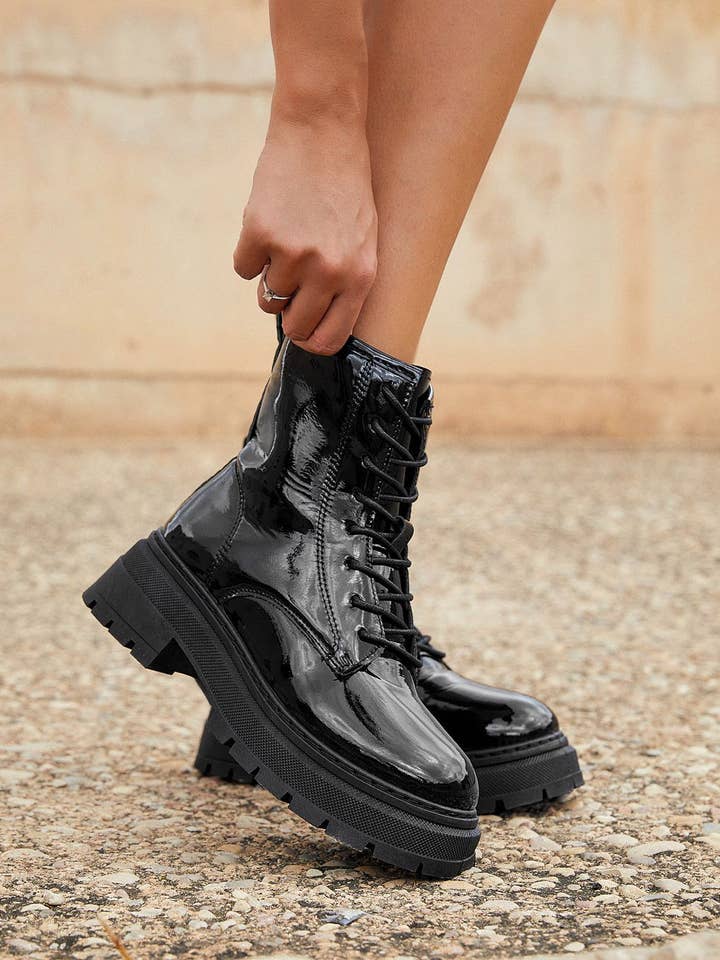 SWEET MAGIC SHOES & BAGS - Vente Rangers/chaussures militaires – femme - BOTTINE CASUAL SEMELLE LARGE SIMILICUIR1