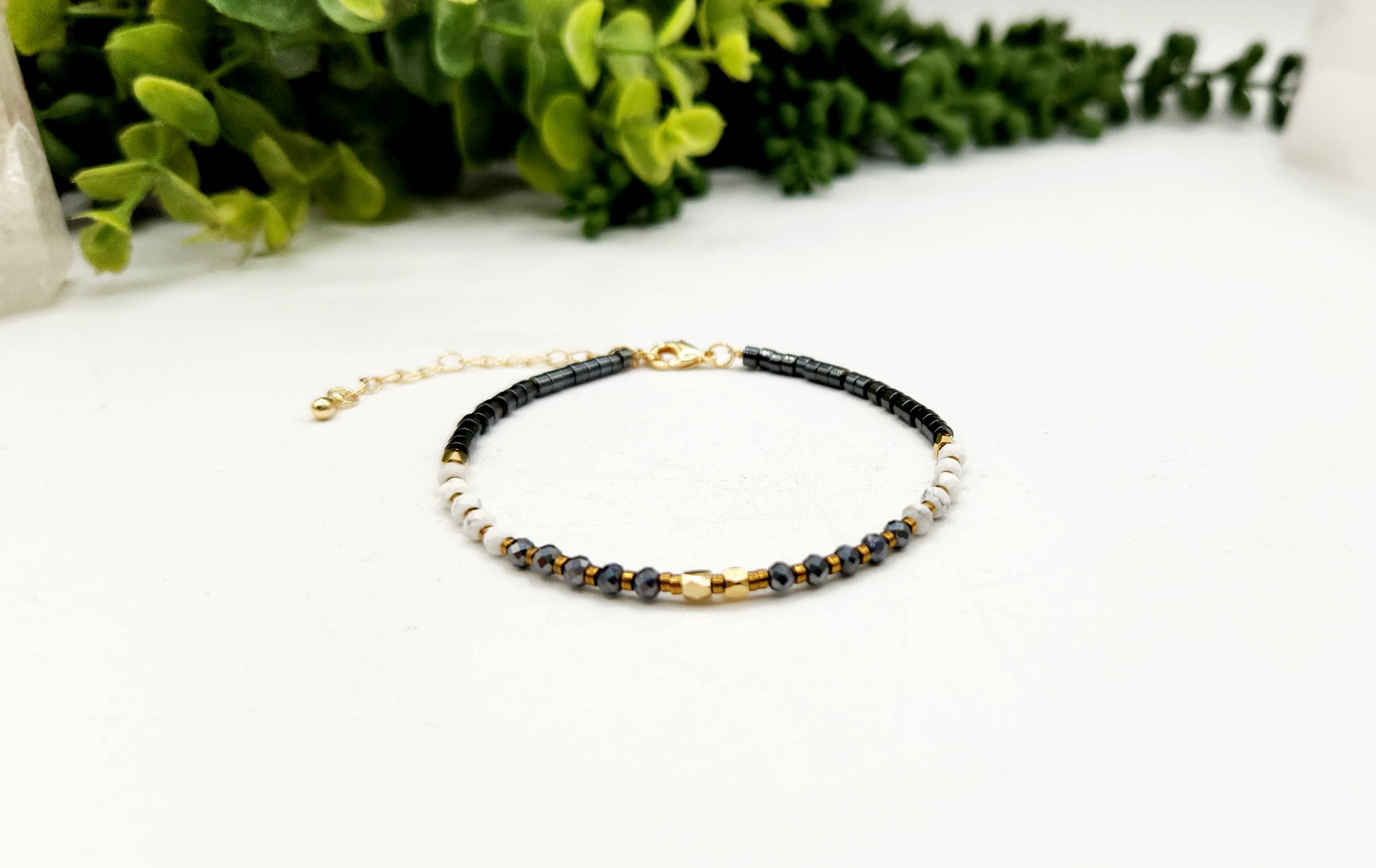 Meraki Gemstones - Wholesale Beaded bracelet - PAIN RELIEF-Terahertz/Howlite/Hematite Bracelet-3mm w/Clasp